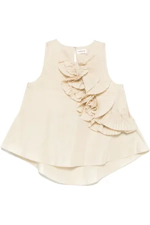 P.A.R.O.S.H. Koszulki, Kobieta, Beżowy, L, Beżowy Bezrękawnik High-Low