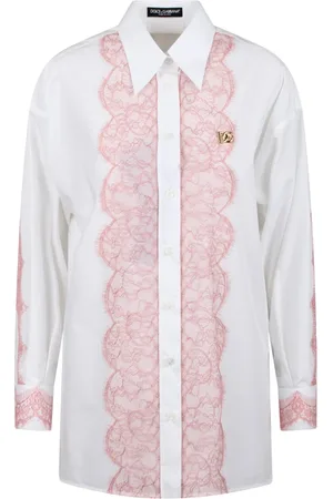 Dolce & Gabbana Bluzki, Kobieta, Wielobarwność, XS, Koszula z koronkowym wykończeniem