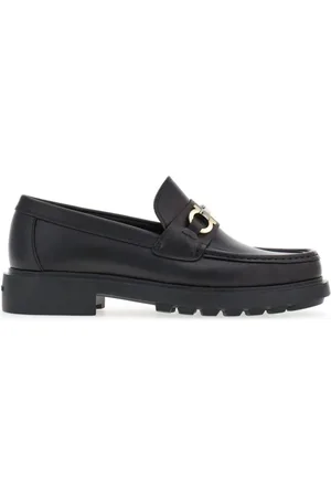 Salvatore Ferragamo Buty, Mężczyzna, Czarny, 42 EU, Czarne płaskie buty z detalami Gancini