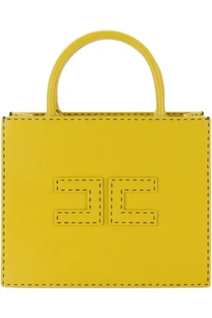 Elisabetta Franchi Torebki, Kobieta, Żółty, ONE SIZE, Mała torba typu tote z kontrastowymi przeszyciami