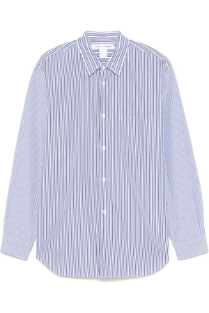 Comme des Garçons Koszule, Mężczyzna, Niebieski, L, Bawełna, Koszula bawełniana w paski z klasycznym kołnierzykiem