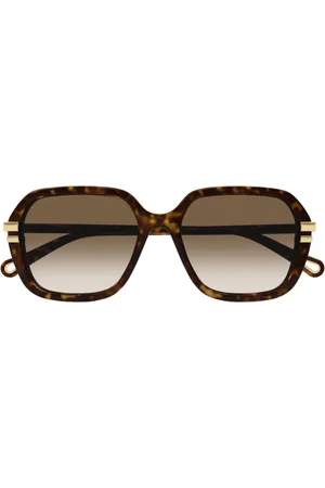 Chloé Akcesoria, unisex, brązowy, ONE SIZE, Len, Okulary przeciwsłoneczne Vintage Prostokątne