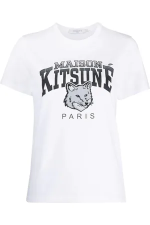 Maison Kitsuné Koszulki, Kobieta, Biały, M, Bawełna, Koszulka Campus Fox Logo