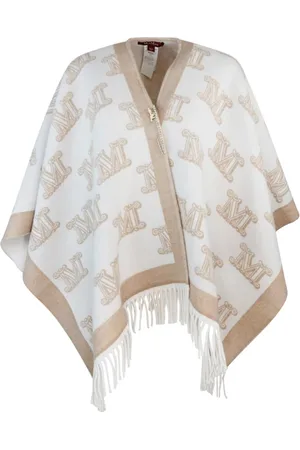 Max Mara Kurtki, Kobieta, Wielobarwność, ONE SIZE, Wełna, Żakardowa kurtka wełniana z frędzlami z logo