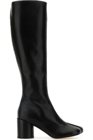 Maison Margiela Buty, Kobieta, Czarny, 36 EU, Skóra, Czarne skórzane kozaki za kolano