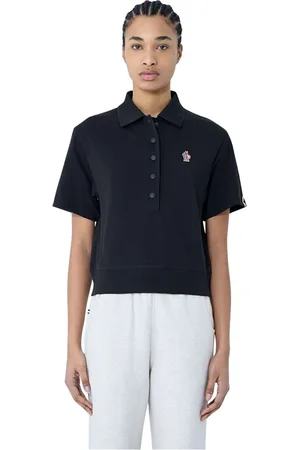 Moncler Koszulki, Kobieta, Czarny, S, Logo Motif Polo Shirt