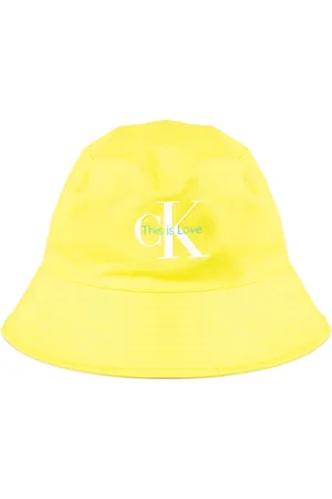Calvin Klein Akcesoria, Mężczyzna, Żółty, ONE SIZE, Bawełna, Kapelusz typu bucket hat