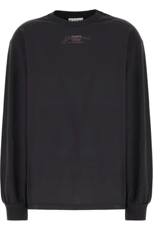 Ganni Koszulki, Kobieta, Czarny, S, Bawełna, Stylowa Bluza