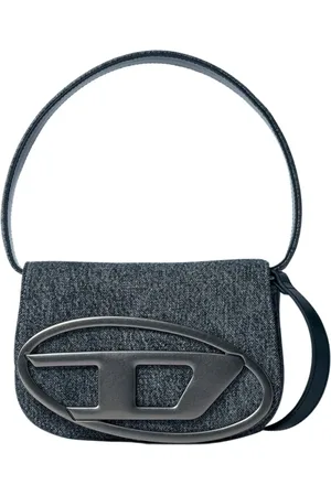 Diesel Torebki, unisex, Szary, ONE SIZE, Torebka z plakietką z logo z przodu i paskiem