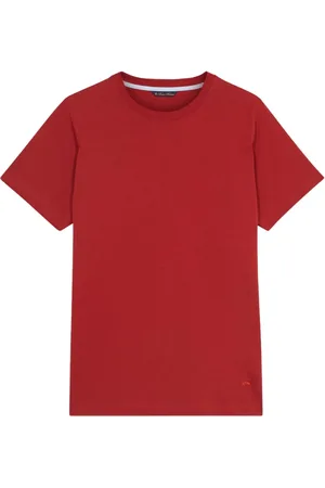 Brooks Brothers Koszulki, Mężczyzna, Czerwony, S, Bawełna, Czerwony bawełniany T-shirt z okrągłym dekoltem