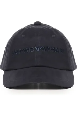 Emporio Armani Akcesoria, Mężczyzna, Niebieski, ONE SIZE, Bawełna, Czapka z daszkiem z haftowanym logo