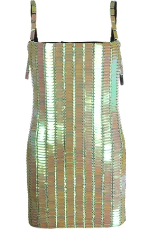 The Attico Sukienki, Kobieta, Zielony, S, Cekiny, Zielona Sukienka Mini z Cekinami