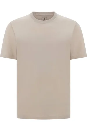 Boggi Milano Swetry, Mężczyzna, Beżowy, L, Wełna, Dzianinowy T-shirt z Wełny Merino