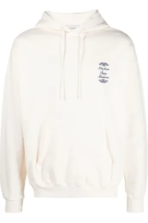 Drôle de Monsieur Bluzy, Mężczyzna, Beżowy, S, Bawełna, Ornament Hoodie Cream