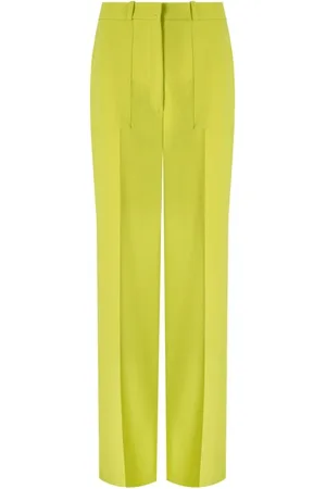 Elisabetta Franchi Spodnie, Kobieta, Żółty, 2XL, Poliester, Cedar Wide Leg Trousers
