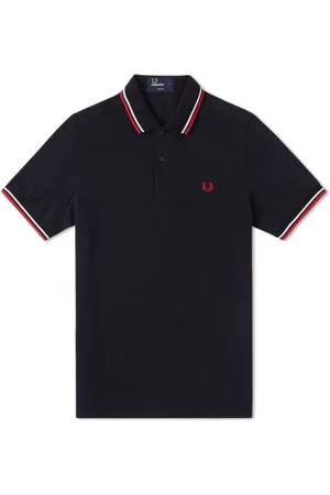 Fred Perry Koszulki, Mężczyzna, Niebieski, M, Bawełna, Polo Slim Fit z Podwójnym Paskiem