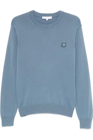 Maison Kitsuné Bluzy, Mężczyzna, Niebieski, L, Bawełna, Sweter z motywem lisa