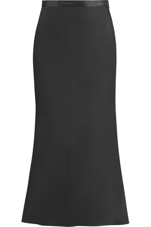 Calvin Klein Spódnice, Kobieta, Czarny, S, Poliester, Spódnica Midi z Nadrukiem Ton w Ton