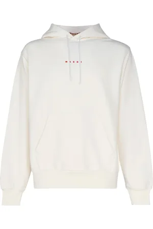 Marni Bluzy, Mężczyzna, Biały, L, Bawełna, Logo Hoodie
