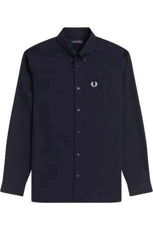 Fred Perry Koszule, Mężczyzna, Niebieski, L, Bawełna, Klasyczna koszula Oxford w kolorze granatowym