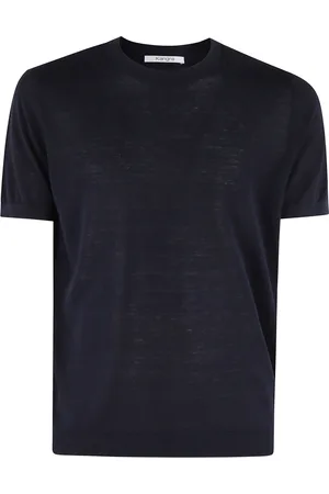KANGRA CASHMERE Koszulki, Mężczyzna, Niebieski, 3XL, Niebieski T-shirt z Lnu i Jedwabiu z Okrągłym Dekoltem i Krótkim Rękawem
