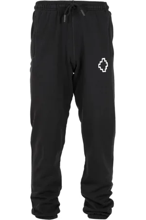 MARCELO BURLON Spodnie, Mężczyzna, Czarny, M, Bawełna, Czarne spodnie dresowe z elastyczną talią