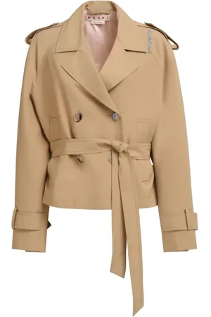 Marni Kurtki, Kobieta, Beżowy, XS, Wełna, Elegancka kurtka z mieszanki wełny