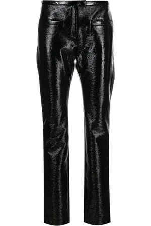 Courrèges Spodnie, Kobieta, Czarny, XS, Bawełna, Spodnie Tube Vinyl Tailored