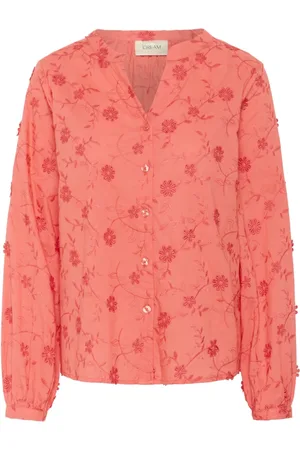 Cream Bluzki, Kobieta, Różowy, L, Porcelain Rose Koszula z Dekoltem V