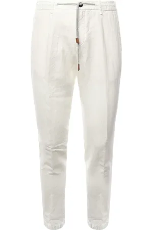 ELEVENTY Spodnie, Mężczyzna, Biały, W30, Bawełna, Spodnie dresowe o kroju slim-fit