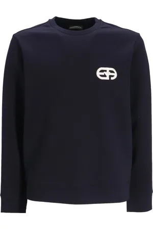 Emporio Armani Bluzy, Mężczyzna, Niebieski, 2XL, Bawełna, Bluza dresowa z logo