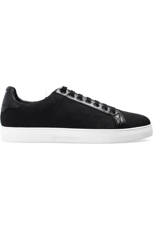 Emporio Armani Buty, Mężczyzna, Czarny, 39 EU, Nylon, Nylonowe Sneakersy Z Żakardowym Wzorem Orła Na Całej Powierzchni