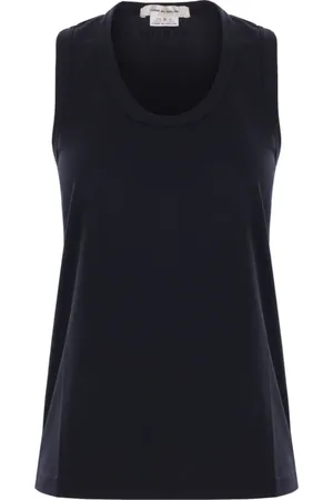 Comme des Garçons Koszulki, Kobieta, Czarny, M, Czarny Bezrękawnik z Dekoltem w Serek