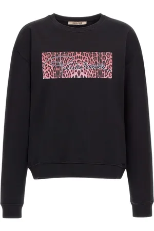 Roberto Cavalli Bluzy, Kobieta, Czarny, L, Czarny Sweter z Podpisem Wyprodukowany we Włoszech