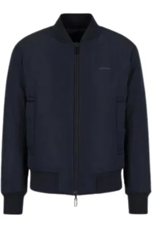 Emporio Armani Kurtki, Mężczyzna, Niebieski, L, Poliester, Dwustronna kurtka bomberka
