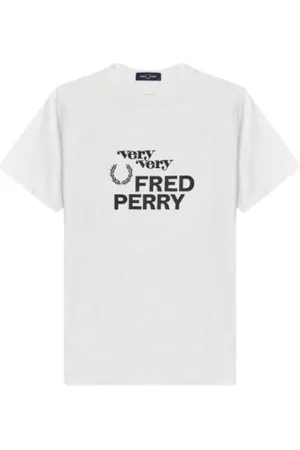 Fred Perry Koszulki, Mężczyzna, Biały, L, Bawełna, Koszulka z grafiką