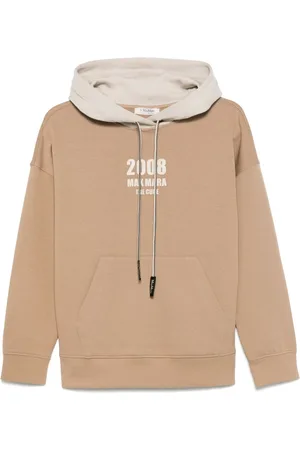 Max Mara Bluzy, Kobieta, brązowy, S, Bluza z kapturem i przednią kieszenią