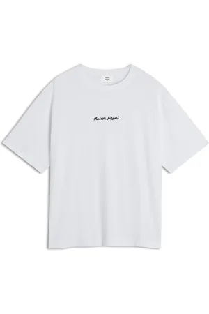 Maison Kitsuné Koszulki, Mężczyzna, Biały, M, T-shirt z haftem logo
