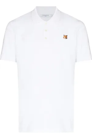 Maison Kitsuné Koszulki, Mężczyzna, Biały, S, Bawełna, Klasyczne polo z naszywką z głową lisa