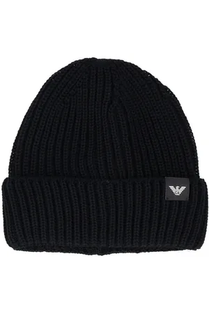 Emporio Armani Akcesoria, Mężczyzna, Czarny, L, Wełna, Stylowa Czapka Beanie
