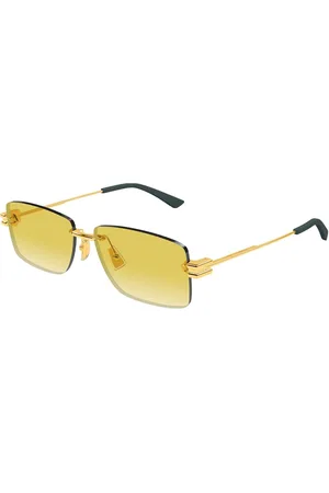 Bottega Veneta Akcesoria, Kobieta, Żółty, ONE SIZE, Prostokątne okulary bez oprawek