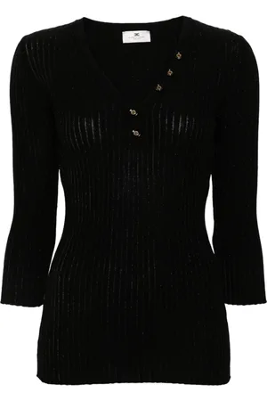 Elisabetta Franchi Swetry, Kobieta, Czarny, L, Stylowy Top Dzianinowy