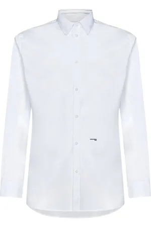 Dsquared2 Koszule, Mężczyzna, Biały, L, Bawełna, Koszula z Logo z Elastycznej Bawełny Poplin