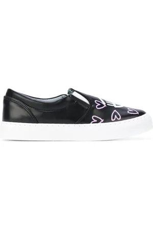 Chiara Ferragni Buty, Kobieta, Czarny, 36 EU, Skóra, Wsuwane Sneakersy z Sercami