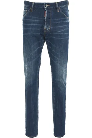 Dsquared2 Jeansy, Mężczyzna, Niebieski, S, Bawełna, Slim Fit Niebieskie Jeansyy z Efektem Znoszenia