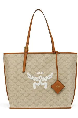 MCM Torebki, Kobieta, Beżowy, ONE SIZE, Skóra, Shopper nieba w Lauretos