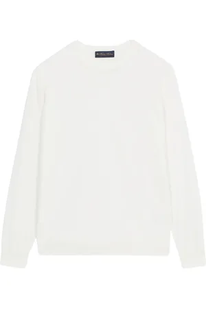 Brooks Brothers Bluzy, Mężczyzna, Biały, L, Bawełna, Biały bawełniany sweter