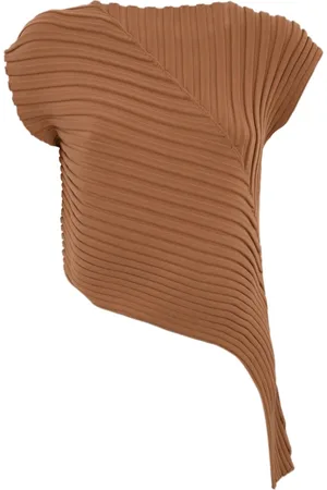 LIVIANA CONTI Koszulki, Kobieta, Pomarańczowy, S, Nylon, Asymetryczny sweter nylonowy