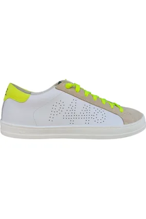 P448 Buty, Mężczyzna, Biały, 43 EU, Biały sneaker Jack z żółtym piętą