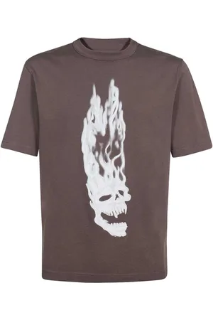 Heron Preston Koszulki, Mężczyzna, brązowy, S, Bawełna, Bawełniana koszulka T-shirt z nadrukiem z przodu